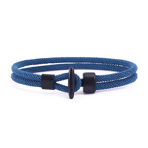 Pulsera de Cuerda Trenzada Minimalista Con Cierre de Barra en T de Aleación Moda Deportiva Náutica Cuerda de Mano Para Joyería Unisex