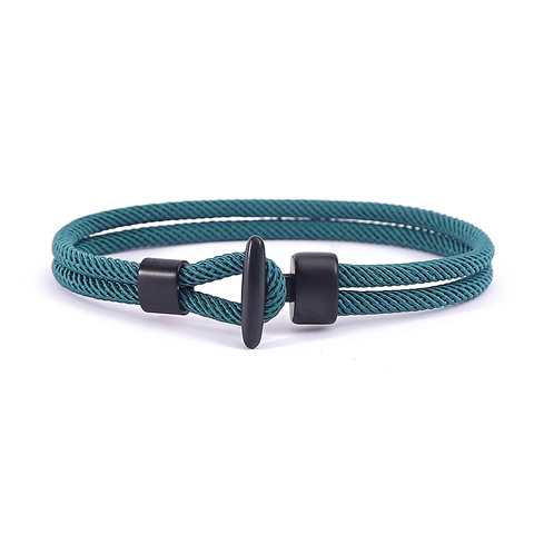 Pulsera de Cuerda Trenzada Minimalista Con Cierre de Barra en T de Aleación Moda Deportiva Náutica Cuerda de Mano Para Joyería Unisex