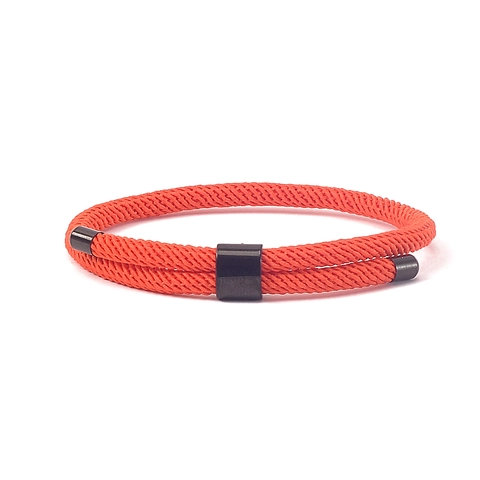 Minimalist Stainless Steel Milan Cord Braided Bracelet Adjustable Geometric Buckle Double Strand Bracelet For Men Women