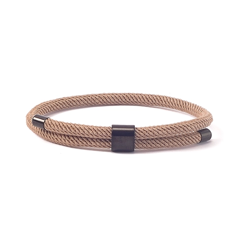 Minimalist Stainless Steel Milan Cord Braided Bracelet Adjustable Geometric Buckle Double Strand Bracelet For Men Women