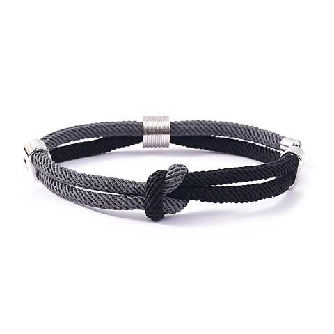 Minimalistische Roestvrij Staal Gevlochten Touw Armband Voor Mannen Vrouwen Nautisch Sportief D-sluiting Koppel Sieraden Cadeau