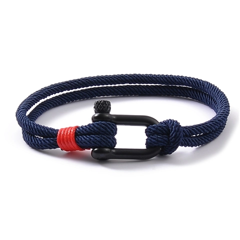 Stainless Steel U-Shaped Buckle Braided Rope Bracelet Outdoor Survival Nautical Bracelet For Men Women Couple Jewelry Gift