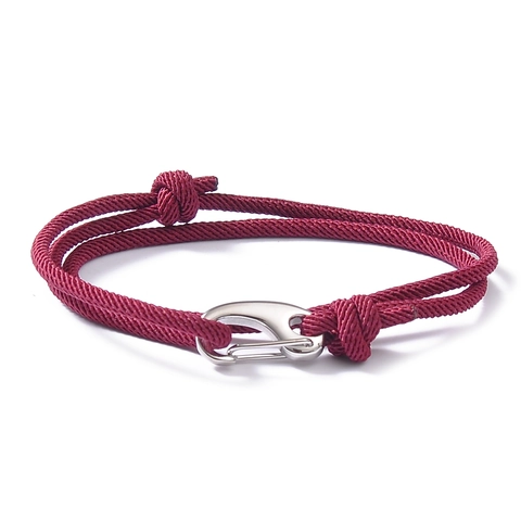 Bracelet en Corde Milanaise avec Fermoir Mousqueton en Acier Inoxydable Double Couche Tressée Réglable Sport de Plein Air