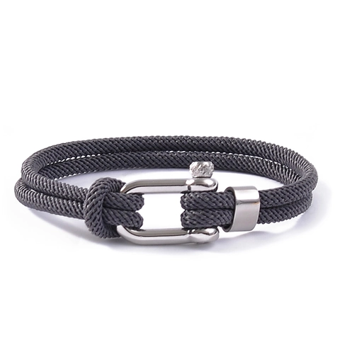 Nautisches Edelstahl Schäkelschnalle Geflochtenes Seil Armband U-Förmige Hufeisenschnalle Milan Schnur Doppelschicht Handseil Unisex Schmuck