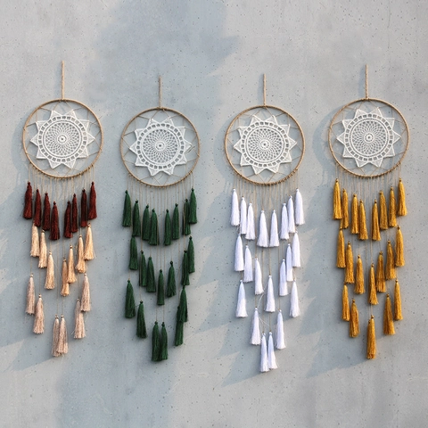 Böhmischer Handgefertigter Gewebter Traumfänger Wandbehang Lange Quasten Polyester Geometrisches Ornament Für Zuhause Hochzeit Weihnachten