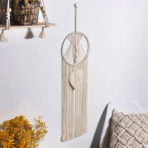 Arazzo Bohemien in Corda di Cotone Intrecciata a Mano Acchiappasogni Decorazione da Parete Stile Nordico Decorazioni Casa Regalo