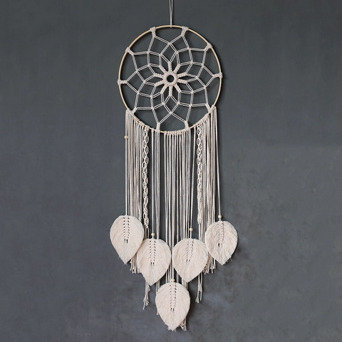 Acchiappasogni Boho Appeso a Parete in Macramè Fatto a Mano Decorazione con Nappe in Corda di Cotone Stile Nordico per la Casa