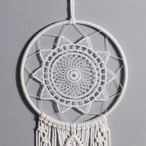 Acchiappasogni Artigianale Boho in Cotone Intrecciato Mandala Nappina Arazzo da Parete Decorazione Nordica per Casa e Camera