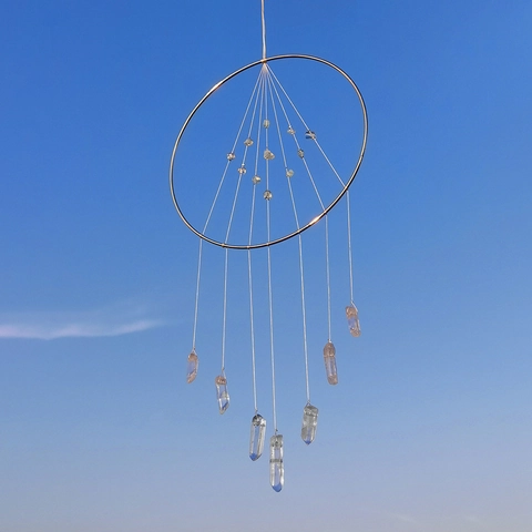 Böhmischer Handgefertigter Metallring Naturstein Wandbehang Dekor Traumfänger Stil Haus Ornament Windspiel Für Schlafzimmer Wohnzimmer Geschenk