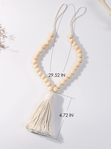 Bohemian Wood Bead Curtain Tiebacks With Cotton Tassels Nordic Hand-Woven Macramé Curtain Straps For Home Decor Window Accessories