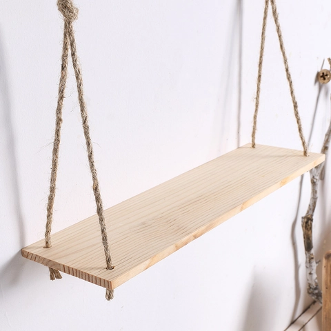Makramee Holz Hängeregal Wandregal Böhmen Schweberegal Für Zuhause Schlafzimmer Wohnzimmer Pflanzentopf Halter Dekor