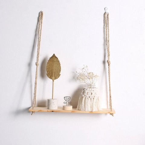 Makramee Holz Hängeregal Wandregal Böhmen Schweberegal Für Zuhause Schlafzimmer Wohnzimmer Pflanzentopf Halter Dekor