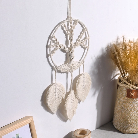 Bohemian Life Tree Dream Catcher Macrame Wall Hanging Handmade Cotton Rope Woven Decor For Bedroom Nordic Home Ornament