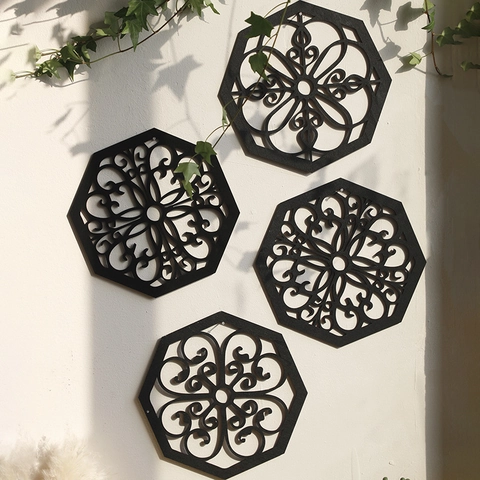 Schwarze Holz Wanddeko Hohl Mandala Geometrische Blume Wandkunst Paneele Für Wohnzimmer Schlafzimmer Home Office Modern Boho Hängende Deko