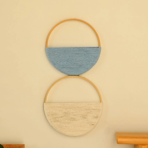 Handmade Macrame Wall Hanging Decoration Cotton Rope Wood Circle Wall Art For Living Room Bedroom Decor Bohemian Style