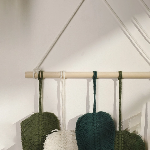 Handgeweven Blad Macramé Wandkleed Boheems Katoenen Touw Decoratief Wandtapijt Huis Slaapkamer Scandinavisch Ornament