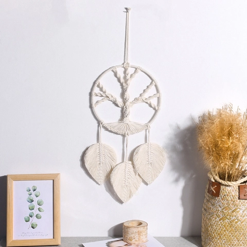 Bohemian Life Tree Dream Catcher Macrame Wall Hanging Handmade Cotton Rope Woven Decor For Bedroom Nordic Home Ornament