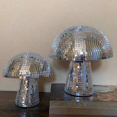Kreativ Spiegel Glas Disco Pilz Desktop Ornament Harz Mosaik Pilz Für Schlafzimmer Wohnzimmer Zuhause Büro Tisch Dekoration