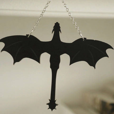 Decoración Colgante de Silueta de Dragón de Fantasía Adorno de Madera para Pared de Hogar Dormitorio Estilo Gótico Noche Estrellada