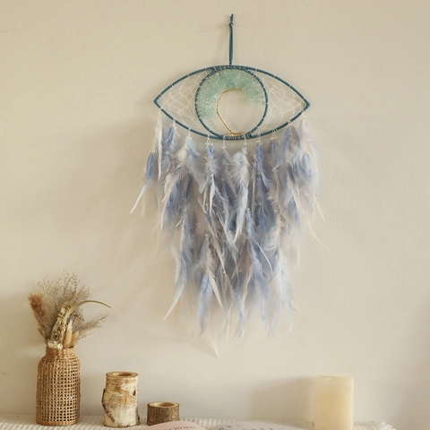 Acchiappasogni Malocchio Boho Fatto a Mano Con Piume Perle Albero della Vita Per Camera da Letto Finestra Decorazione Parete