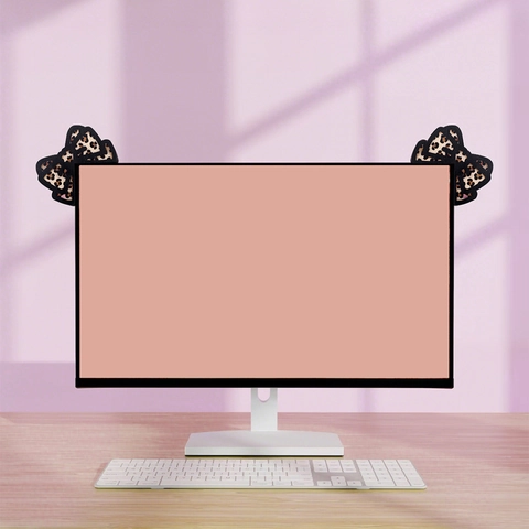 Decorazione Angolare per Monitor del Computer in Legno con Fiocco Leopardato Kawaii Ornamento Sospeso Desktop a Strisce Zebra Casa Ufficio