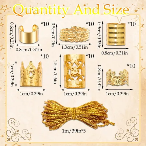 Gold Zopf Schmuck Zubehör Dreadlock Haarringe Manschetten Clips Hohle Krone Metallische Haardekoration Für Damen DIY Styling
