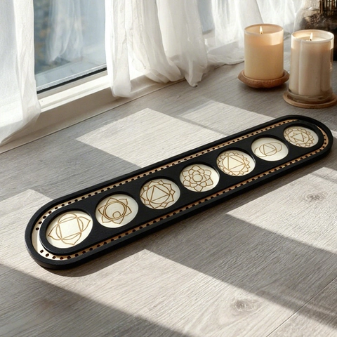 Bohemian Wooden Moon Phase Chakra Wall Hanging Decor Zen Spiritual Meditation Crystal Shelf Living Room Bedroom Home Ornament