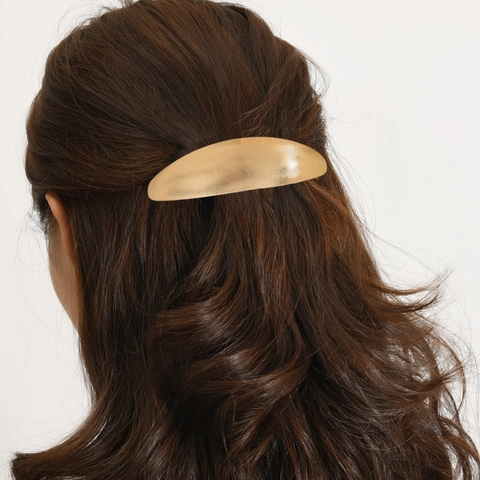 Fermaglio per Capelli in Lega Minimalista da Donna Fermaglio a Molla in Metallo Spazzolato Geometrico Ovale Accessori Oro Argento