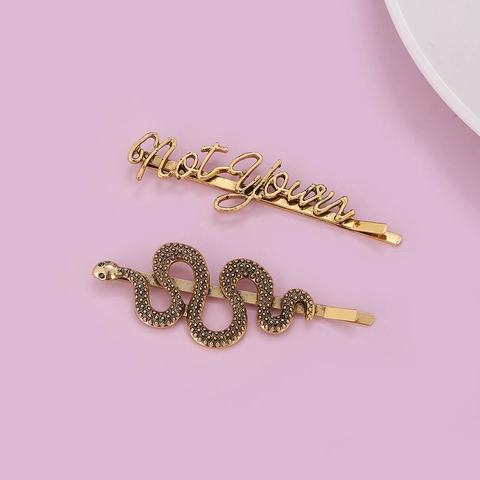 Antik Gold Silber Schlange Geformt Haarklammer Set Personalisierte Buchstaben Haarspange Gothic Punk Kopfschmuck Damen Party Zubehör