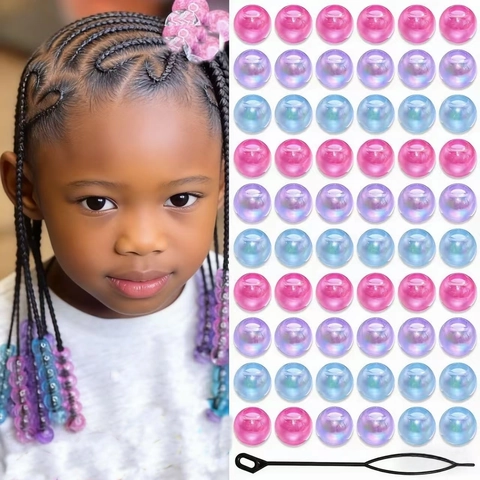 Iridescent Acrylic Resin Dreadlock Beads Large Hole Colorful Hair Braiding Accessories For Kids Girls DIY Styling Headwear