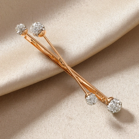 Fermagli per Capelli Incrociati Eleganti in Lega Con Sfere di Strass Cristallo Forcine Minimaliste Oro Argento per Donna Gioielli