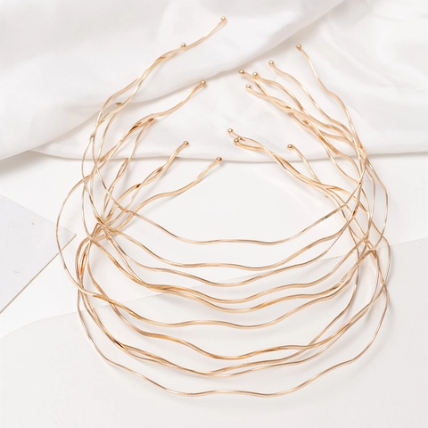 Minimalistisches Welle Metall Haarreif Einfach Dünn Gold Silber Plattiert Welliges Stirnband Mode Damen Haarschmuck