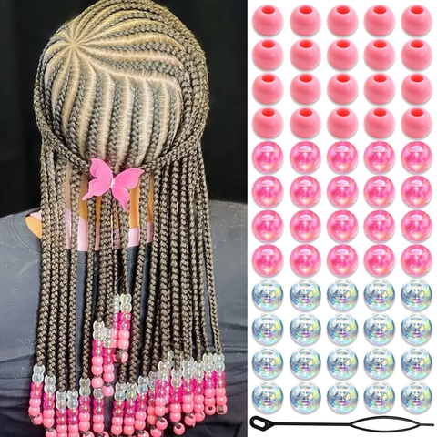 Acryl Haarperlen Mit Großem Loch Für Kinder Flechten Afrikanische Dreadlocks Runde Irisierende Lackierte Haarflecht Zubehör Set