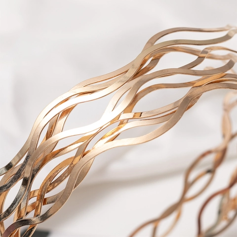Minimalistisches Welle Metall Haarreif Einfach Dünn Gold Silber Plattiert Welliges Stirnband Mode Damen Haarschmuck