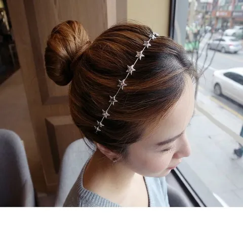 Metal Star Headband Elegant Double Single Layer Hair Hoop Gold Silver Pentagram Minimalist Decorative Headwear For Women
