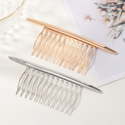 Elegante Peine para el Pelo de Aleación de Rama de Pino Minimalista Curvo Galvanizado Oro Plata Metal Accesorios de Boda para Mujer