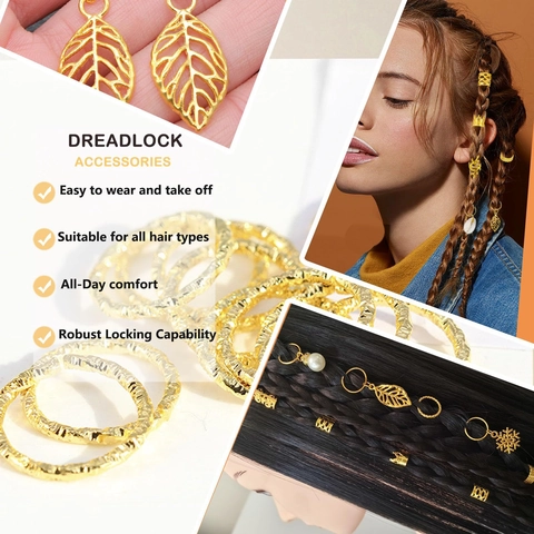 Accessori per Capelli con Trecce in Metallo Set da Donna DIY Anelli per Treccine Ciondoli a Forma di Conchiglia Foglia Stella Gioielli