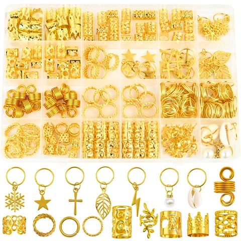 Accessori per Capelli con Trecce in Metallo Set da Donna DIY Anelli per Treccine Ciondoli a Forma di Conchiglia Foglia Stella Gioielli
