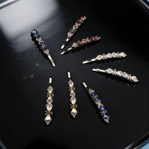 Vintage Alloy Rhinestone Hair Clip Elegant Floral Bobby Pin For Women Geometric Artificial Gemstone Hairpins Styling Accessories