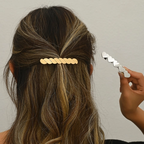 Fermaglio per Capelli Donna in Lega a Cuore e Intreccio Minimalista Galvanizzato Oro Argento Accessori per Capelli Eleganti