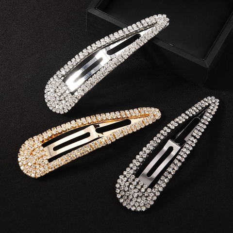 Barrettes à Cheveux en Alliage de Zinc Strass Forme Goutte d'Eau Accessoires Cheveux Étincelants pour Femme