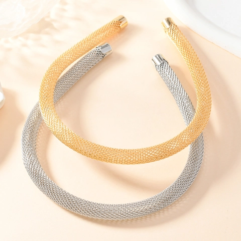 Minimalist Metal Mesh Hairband Personalized Geometric Mesh Headband For Women Daily Face Washing Hair Accessories Gold Silver