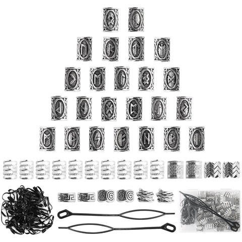 Orecchini Dreadlock in Lega di Argento Antico con Rune Vichinghe Accessori per Gioielli per Capelli per Intrecciare Capelli Barba Decorazione Stile Vichingo