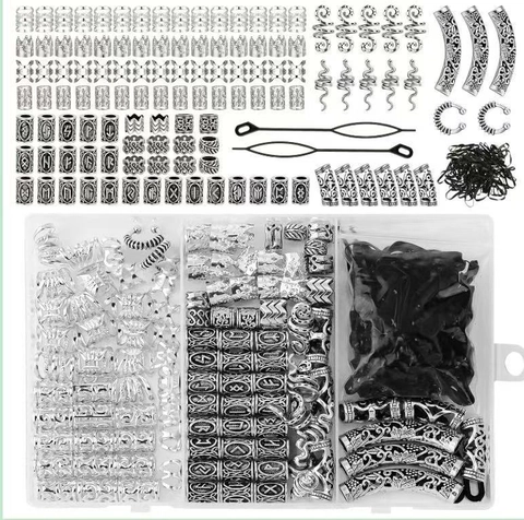 Orecchini Dreadlock in Lega di Argento Antico con Rune Vichinghe Accessori per Gioielli per Capelli per Intrecciare Capelli Barba Decorazione Stile Vichingo