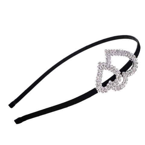 Cerchietto Elegante con Cuore in Strass da Donna Rivestito in Raso Doppi Cuori Intrecciati Accessorio per Capelli alla Moda Dolce