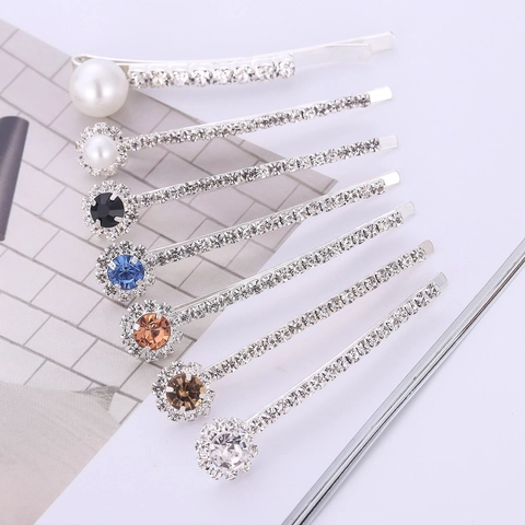Elegante Fermaglio per Capelli a Fiore in Lega con Strass e Perla Artificiale Fermaglio Laterale per Donna Matrimonio Gioielli