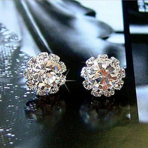 Alloy Zirconia Sunflower Stud Earrings With 925 Sterling Silver Earring Post Fashion Minimalist Flower Cluster Earrings Women Jewelry