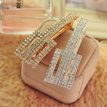 Koreaanse Stijl Voortreffelijk Legering Volledige Strass Rechthoekig Haarclip Mode Geometrisch BB Clip Paardenstaart Clip Voor Dames
