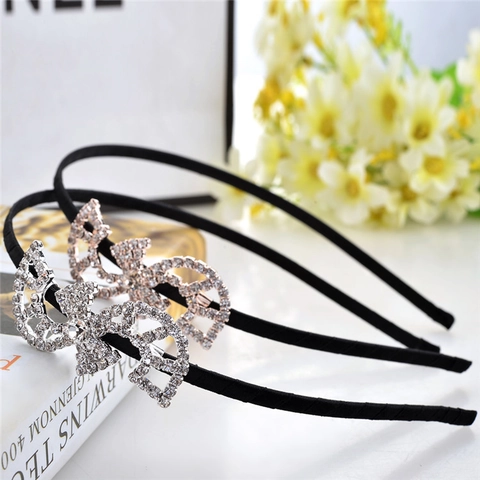 Luxury Rhinestone Bow Knot Headband For Women Elegant Alloy Hair Band Sparkly Party Hair Accessories Wedding Gift Headpiece