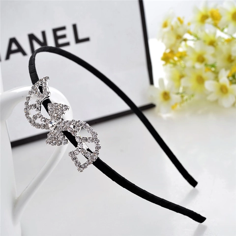Luxury Rhinestone Bow Knot Headband For Women Elegant Alloy Hair Band Sparkly Party Hair Accessories Wedding Gift Headpiece